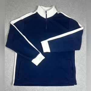 Swet Tailor Stretch Fleece 1/4 Zip Mens XXL 2X  Navy Blue White Stripe Golf Prep